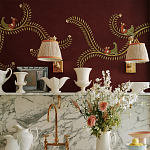 Обои с вышивкой ручной работы Fyodor Original colourway on Merlot linen варинант исполнения - 4 | Loft Concept в Кирове