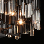 Люстра круглая из матового черного металла с подвесками из прозрачных стеклянных трубок Noir Tubes варинант исполнения - 6 | Loft Concept в Кирове