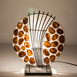 Настольная лампа из перламутра и дерева на подставке Indonesian Shell варинант исполнения - 4 | Loft Concept в Кирове