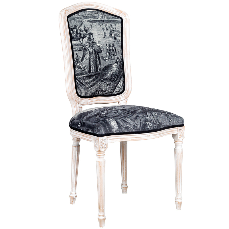 Стул Tuileries Square Stool Черно-белый Белый винтажная патина Стул Tuileries Square Stool Черно-белый Белый винтажная патина в Кирове | Loft Concept