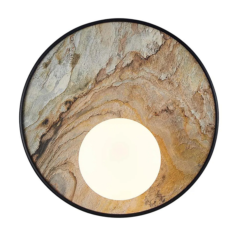 Бра круглое с каменным диском в металлической раме Sandstone Painting  в Кирове | Loft Concept 