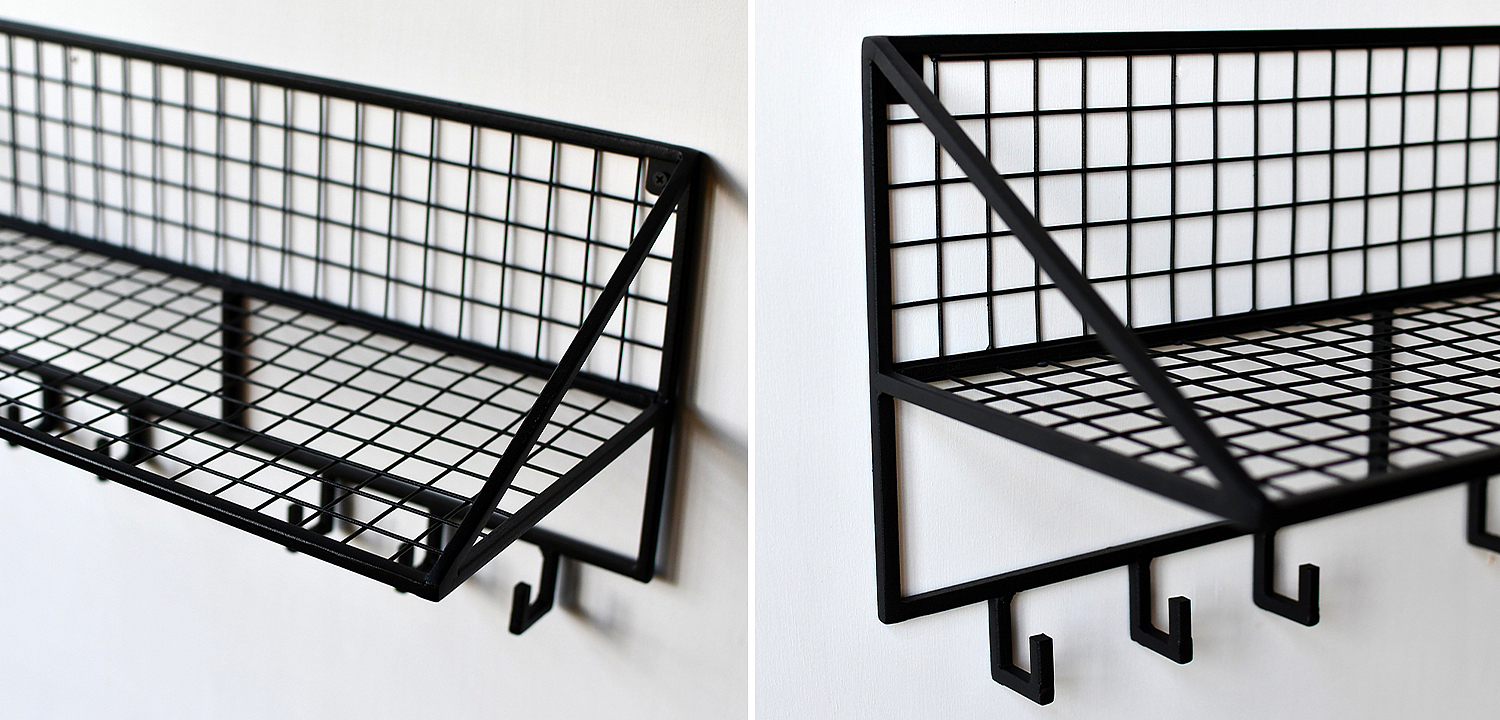 Вешалка с полкой Rhian Industrial Metal Rust Shelf Black S Вешалка с полкой Rhian Industrial Metal Rust Shelf Black S - Loft-Concept в Кирове