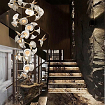 Люстра каскадная из белых цветов каллы и птичек Refined Taste of Light варинант исполнения - 3 | Loft Concept в Кирове