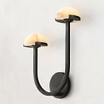 Бра с 2-мя мраморными плафонами на черном корпусе Light Warm Light варинант исполнения - 1 | Loft Concept в Кирове