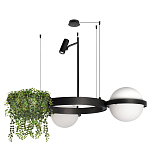 Подвесной светильник с 2-мя шарообразными плафонами и цилиндрическим спотом Light of Еyes варинант исполнения - 2 | Loft Concept в Кирове