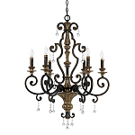 Люстра с подвесками из прозрачного стекла на кованом каркасе бронзового цвета в классическом стиле Quoizel варинант исполнения - 5 | Loft Concept в Кирове
