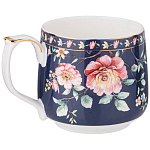 Кружка фарфоровая синяя с цветочным принтом 470 мл Flower Porcelain Collection варинант исполнения - 1 | Loft Concept в Кирове