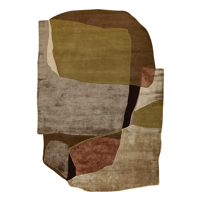 Ковер шелк Manhattan Wool Silk Carpet I Бежевый Коричневый Оливковый в Кирове | Loft Concept 