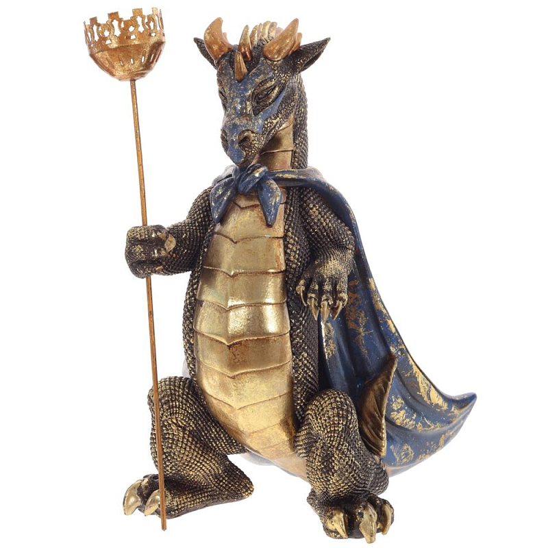 Подсвечник в виде дракона Dragon candlestick Gold Blue Золотой Синий Подсвечник в виде дракона Dragon candlestick Gold Blue Золотой Синий в Кирове | Loft Concept