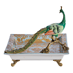 Блюдо квадратное с павлином на бронзовых ножках Eden Garden варинант исполнения - 3 | Loft Concept в Кирове