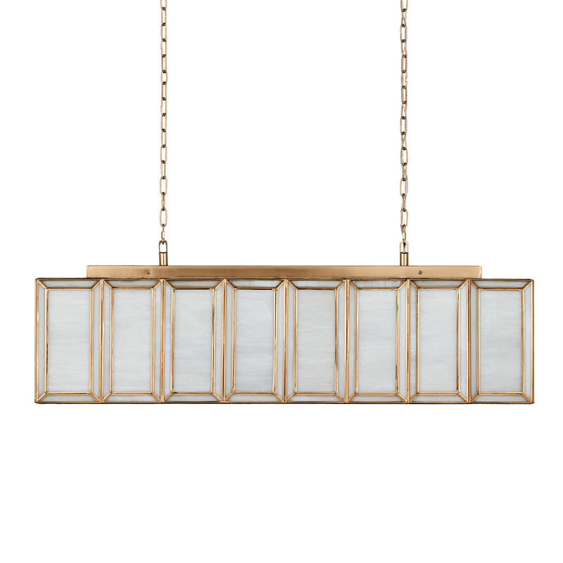 Люстра прямоугольная с каркасом золотого цвета Soft Glow Lamps Золотой Молочный в Кирове | Loft Concept 