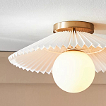 Потолочный светильник с белым плиссированным абажуром Headquarters варинант исполнения - 2 | Loft Concept в Кирове