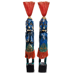 Комплект из 2-х деревянных статуэток Asmat Straw Headdress Statuettes Multicolor варинант исполнения - 3 | Loft Concept в Кирове