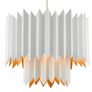 Люстра белая с гофрированным двойным абажуром Corrugated Double Lampshade