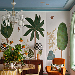 Обои с вышивкой ручной работы Mughal Trees Original colourway on linen варинант исполнения - 5 | Loft Concept в Кирове