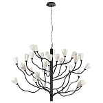 Люстра подвесная черного цвета с ветвями и белыми фарфоровыми цветами Floralis варинант исполнения - 10 | Loft Concept в Кирове