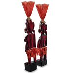 Комплект из 2-х деревянных статуэток Asmat Red Straw Headdress Statuettes Red Gold варинант исполнения - 2 | Loft Concept в Кирове