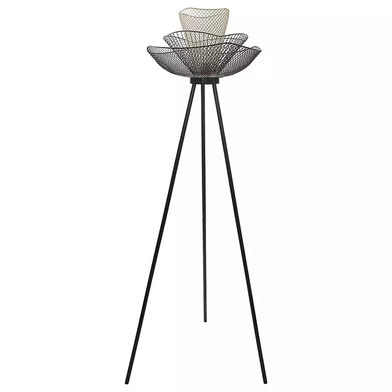 Торшер с трехъярусным плафоном из металлической сетки Metal Mesh Floor Lamp Белый Черный Серый Торшер с трехъярусным плафоном из металлической сетки Metal Mesh Floor Lamp Белый Черный Серый в Кирове | Loft Concept