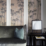 Обои ручная роспись Distant Bamboo Special Colourway on Lead Grey dyed silk варинант исполнения - 2 | Loft Concept в Кирове