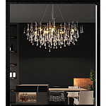 Люстра черная с прозрачными стеклянными подвесками в форме капель FAIRYTREE Light варинант исполнения - 5 | Loft Concept в Кирове