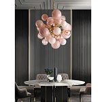 Люстра розовые шары на золотом каркасе Pink Light Bubbles варинант исполнения - 3 | Loft Concept в Кирове