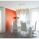 Люстра линейная золотого цвета с декоративными ветвями и длинными стеклянными подвесками в форме сосулек Droplet Chandelier варинант исполнения - 10 | Loft Concept в Кирове