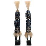 Комплект из 2-х деревянных статуэток Asmat Straw Headdress Statuettes Dark Blue варинант исполнения - 5 | Loft Concept в Кирове