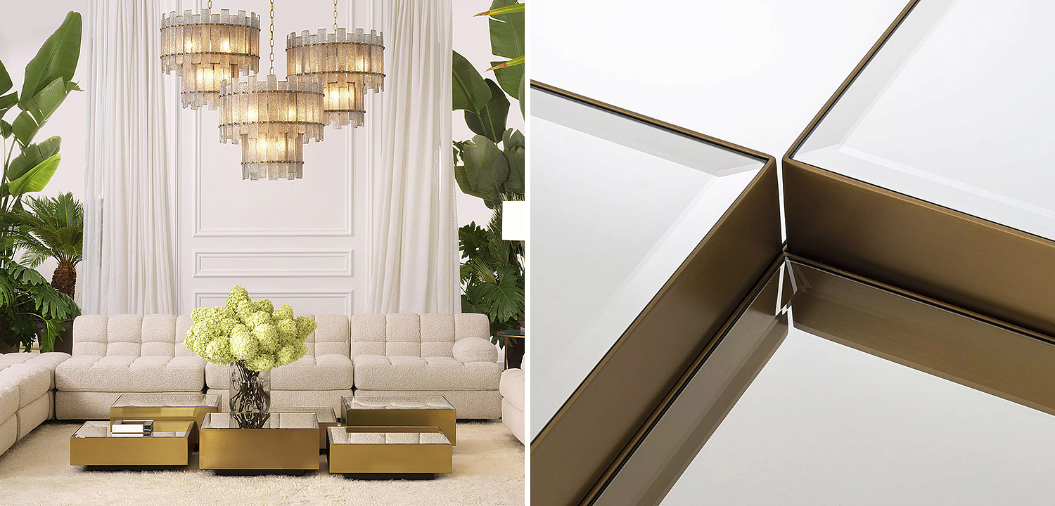Комплект кофейных столиков Eichholtz Coffee Table Esposito set of 4 Mirror Glass Комплект кофейных столиков Eichholtz Coffee Table Esposito set of 4 Mirror Glass - Loft-Concept в Кирове