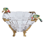 Чаша из прозрачного стекла на бронзовых ножках с фигурками попугаев Eden Garden варинант исполнения - 1 | Loft Concept в Кирове