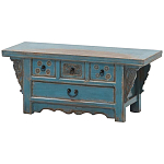 Деревянная ТВ-тумба в китайском стиле с 4-мя ящиками и резным декором голубая Luo Chinese TV Stand Blue варинант исполнения - 2 | Loft Concept в Кирове