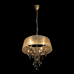 Люстра подвесная круглая с тканевым полупрозрачным абажуром и подвесками 4 лампы Gilded Elegance варинант исполнения - 3 | Loft Concept в Кирове