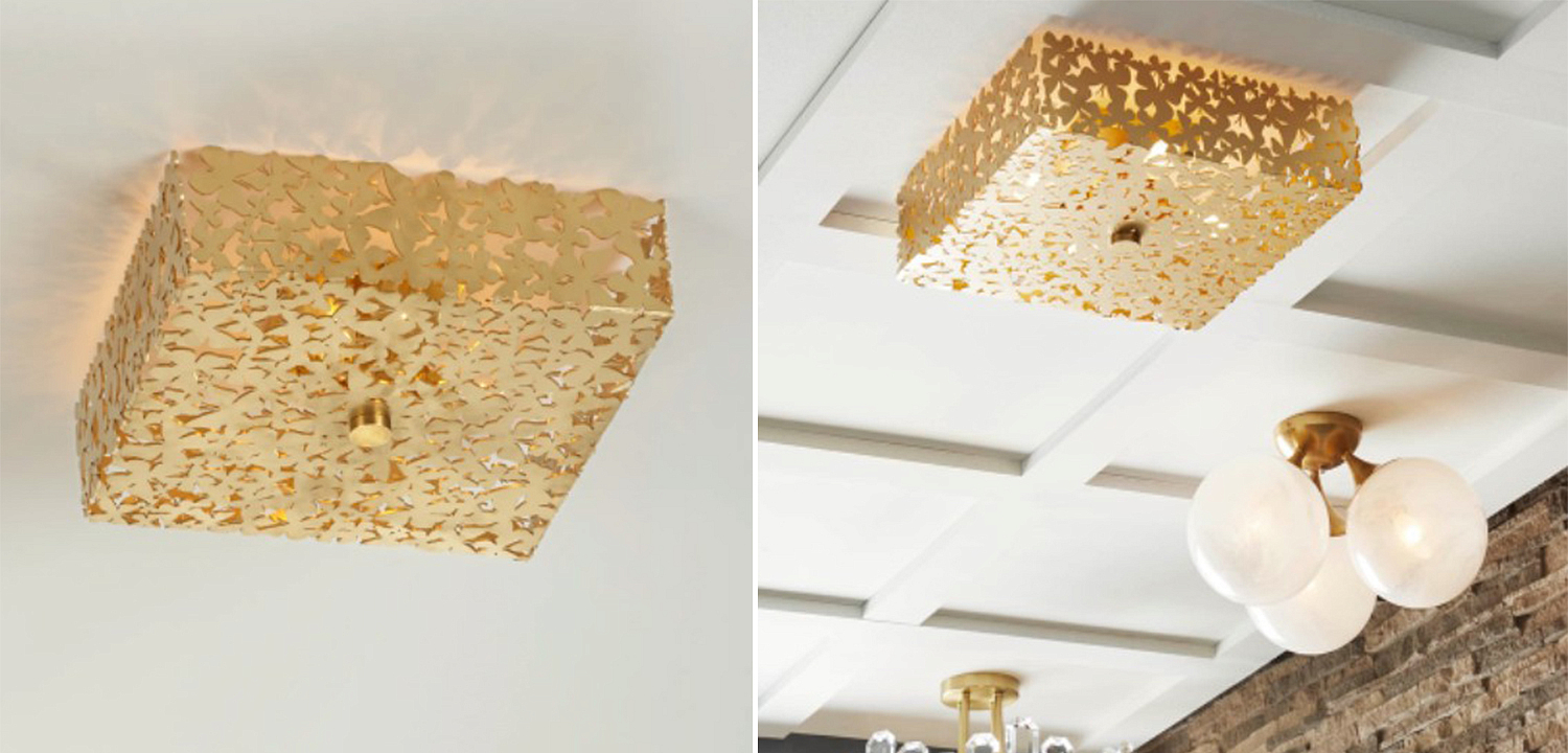 Светильник квадратный с золотыми бабочками Tommy Mitchell Square Butterfly Flush-Mount Light Светильник квадратный с золотыми бабочками Tommy Mitchell Square Butterfly Flush-Mount Light - Loft-Concept в Кирове