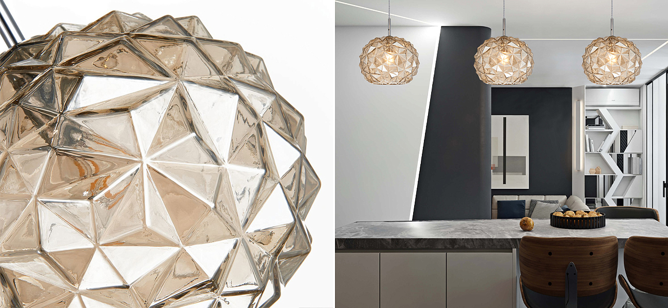 Подвесной светильник коньячного цвета Geometry Glass Подвесной светильник коньячного цвета Geometry Glass - Loft-Concept в Кирове