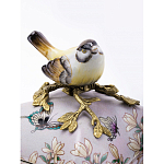 Шкатулка фиолетового цвета с рисунком бабочек и крышкой с фигуркой птицы на ветке Eden Garden варинант исполнения - 4 | Loft Concept в Кирове