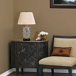 Настольная лампа с фарфоровым основанием нежно голубого цвета с золотистым цветочным рисунком и бежевым плиссированным абажуром Elstead Lighting варинант исполнения - 5 | Loft Concept в Кирове