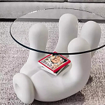 Дизайнерский журнальный стол с круглой прозрачной столешницей на белом фигурном основании Luqak варинант исполнения - 2 | Loft Concept в Кирове