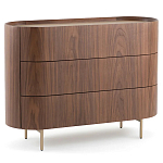 Комод округлой формы с тремя ящиками Walnut and Leather варинант исполнения - 2 | Loft Concept в Кирове