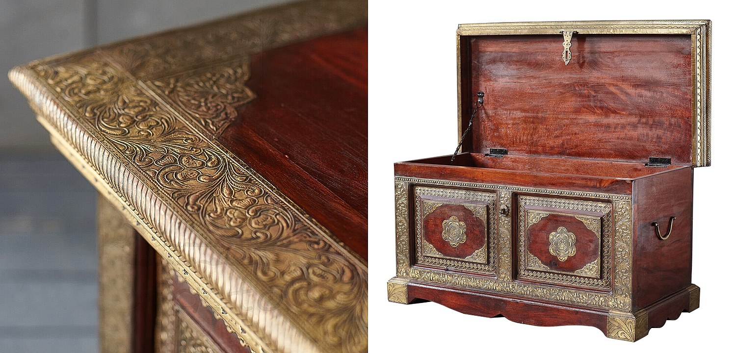 Сундук с латунной чеканкой Kanta Indian Inlaid Chest Сундук с латунной чеканкой Kanta Indian Inlaid Chest - Loft-Concept в Кирове