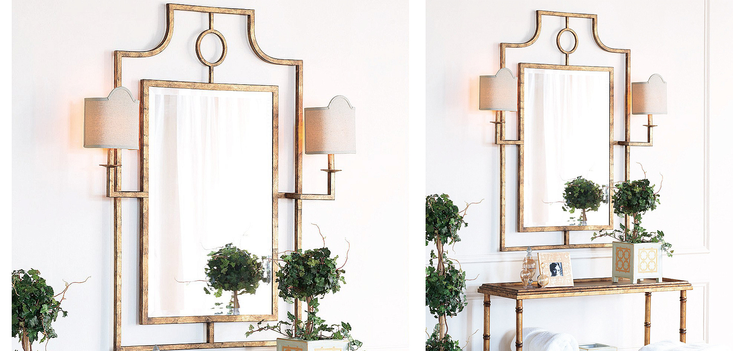 Зеркало с бра Mirror with Sconces Dairile Gold Зеркало с бра Mirror with Sconces Dairile Gold - Loft-Concept в Кирове