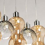 Люстра с 3-мя плафонами волнообразной формы цвета янтарь и 2-мя прозрачными шарообразными плафонами Lucid Rain  варинант исполнения - 8 | Loft Concept в Кирове