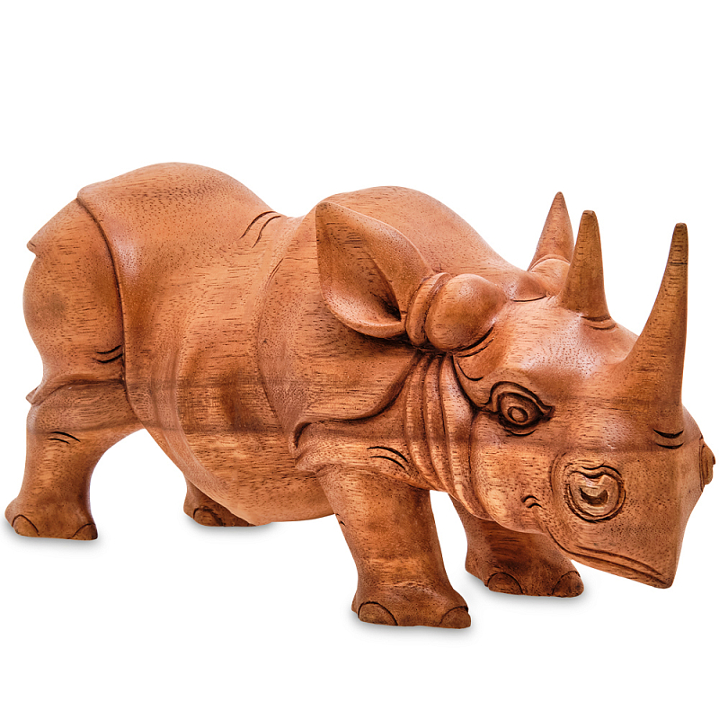 Статуэтка деревянная в виде носорога Rhino Horn Коричневый Статуэтка деревянная в виде носорога Rhino Horn Коричневый в Кирове | Loft Concept
