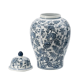 Ваза с крышкой и бело-синим цветочным узором Blue & White Ornament  варинант исполнения - 1 | Loft Concept в Кирове