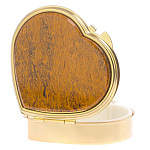 Таблетница карманная в форме сердца с 3-мя отделениями с зеркалом и накладкой из натурального камня Яшма Змеиная Gold Stone Pillboxes варинант исполнения - 2 | Loft Concept в Кирове