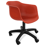 Стул пластиковый красного цвета на колесиках с подъемно-поворотным механизмом Eames Red варинант исполнения - 1 | Loft Concept в Кирове