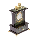 Часы настольные с декором в виде льва из натурального камня Нефрит Lion Stone Clock варинант исполнения - 2 | Loft Concept в Кирове