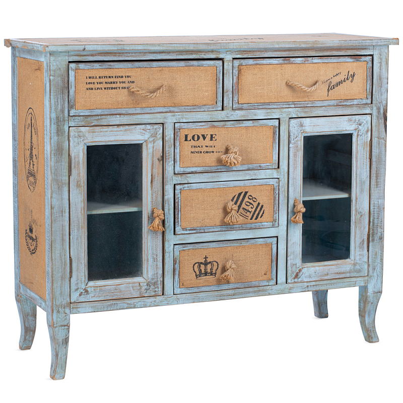 Комод в стиле прованс Beige-Blue Provence Бежевый Винтажный голубой Комод в стиле прованс Beige-Blue Provence Бежевый Винтажный голубой в Кирове | Loft Concept