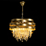 Люстра цвета матового золота с металлическими лентами и длинными прозрачными подвесками Gilded Waves варинант исполнения - 3 | Loft Concept в Кирове