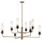 Люстра на штанге с 8-ю цилиндрическими матовыми плафонами и шарами из камня Orb Essence варинант исполнения - 5 | Loft Concept в Кирове