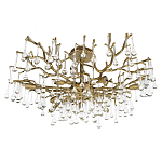 Потолочная люстра в виде ветвей деревьев золотого цвета с прозрачными подвесками-каплями Droplet Chandelier варинант исполнения - 3 | Loft Concept в Кирове