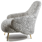Кресло мягкое с принтом на золотистых ножках Onlooker варинант исполнения - 1 | Loft Concept в Кирове